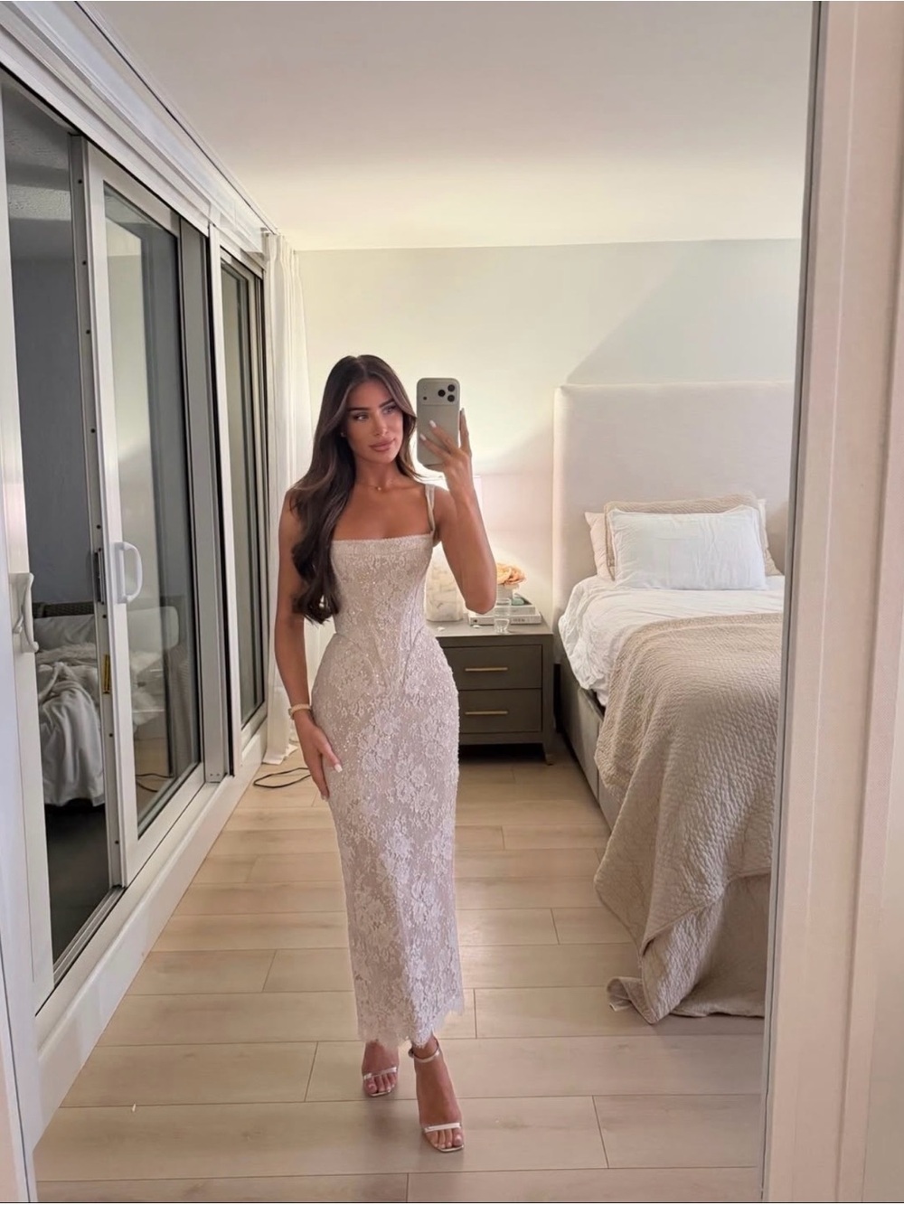MILLA BEIGE SEQUINNED MAXI DRESS